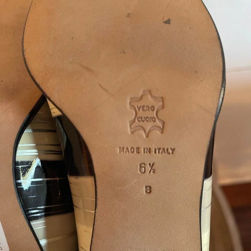 Lily of Florence by Renzo Fontanelli Italian Vintage Black White Heels Size 6.5